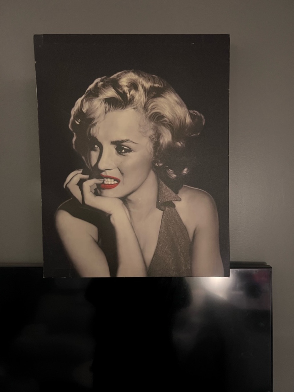 Vintage Marilyn Monroe Canvas Art with Red Accent